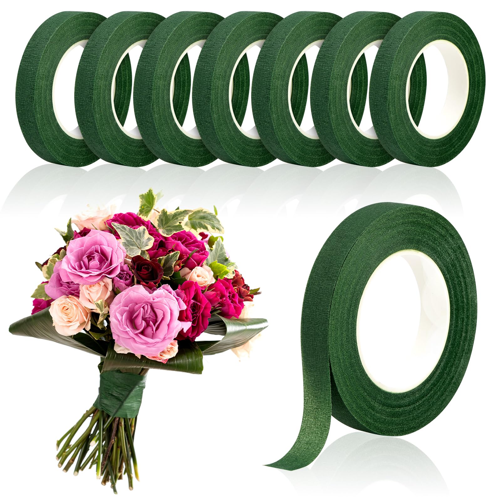 Florist Flower Supply - شريط زهور أخضر بطول 20 ياردة،